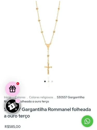 Gargantilha Terço Rommanel Folheada a Ouro 18k