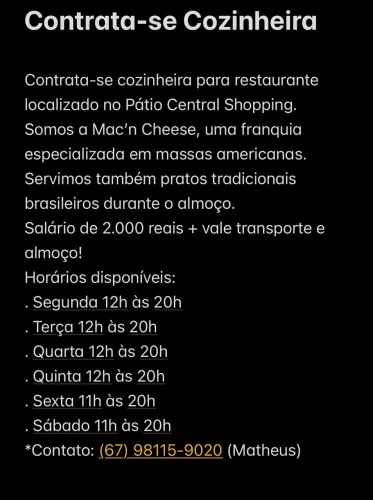 Contrata-se Cozinheira 