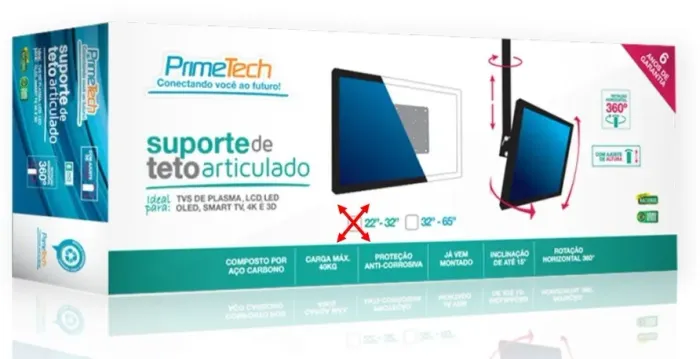 Suporte Tv Teto - 22 A 32 Polegadas 3 Movimentos Primetech