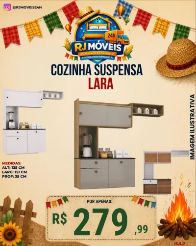 ? 279,99 - PROMOÇÃO- cozinha suspensa Lara - direto da fábrica