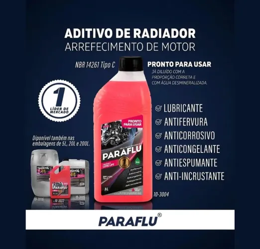 Aditivo Para Radiador Paraflu Rosa Diluído Pronto Pra Uso 1l