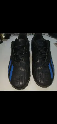 Chuteira Society Adidas Preta e Azul - Original (Pouco Uso)