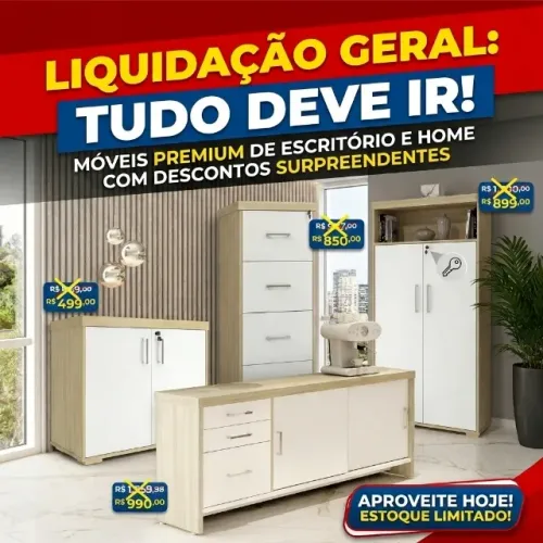 Lote de Móveis Executivos de Escritório Tamburato Artany: Balcões, Armário e Arquivo