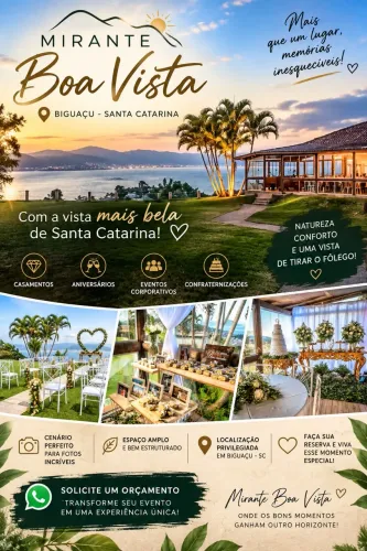 Alugamos para eventos Mirante Boa Vista localizado em Biguaçu SC
