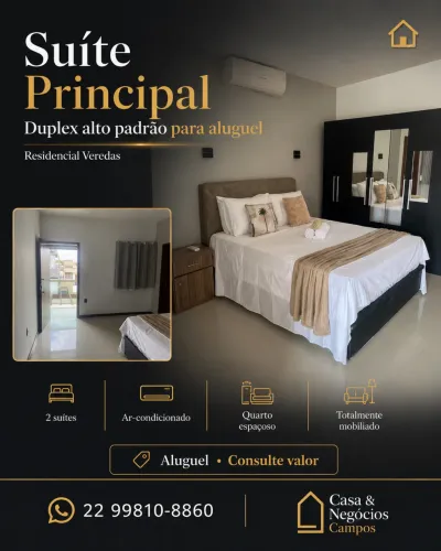 Duplex mobiliado para locação no Residencial Veredas ? pronto para morar