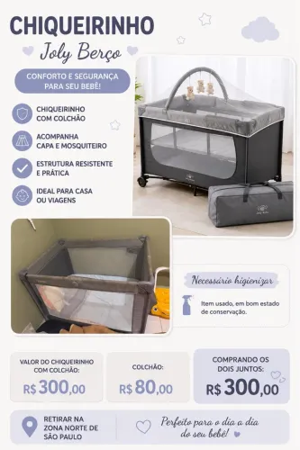 Chiqueirinho portátil com colchão