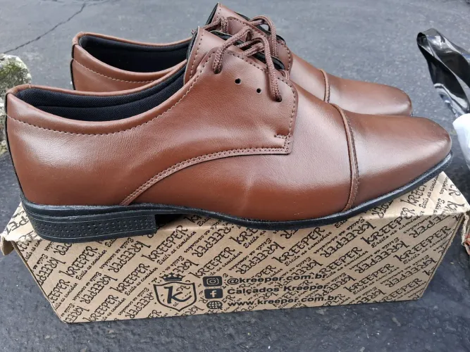 Sapato Social Marrom de Couro Legítimo - Tamanho 41 (Novo)