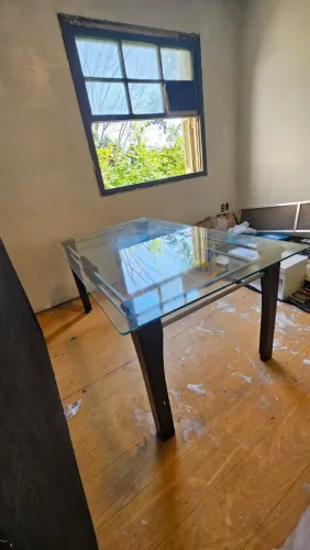 Mesa de vidro 6 lugares 170 x 100 + 6 cadeiras