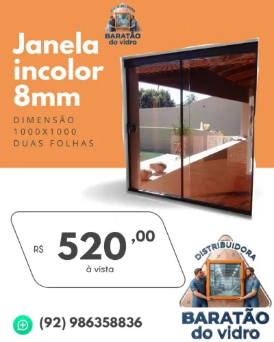 Janela de vidro incolor (paga só na entrega)