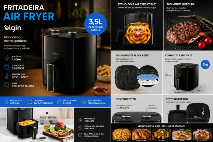 ? AIR FRYER ELGIN 3,5L - OFERTA IMPERDÍVEL! ?