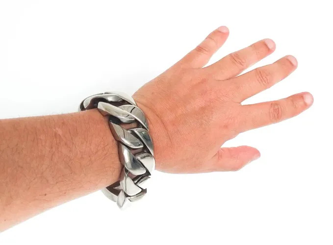 Pulseira Masculina Aço Inox Pesada Estilosa