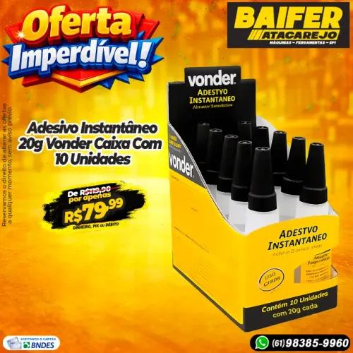 Adesivo Instantâneo 20g Vonder Caixa Com 10 Unidades
