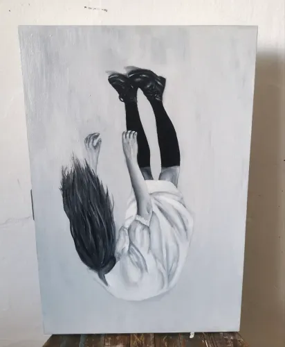Pintura a óleo tema terror fantasma 