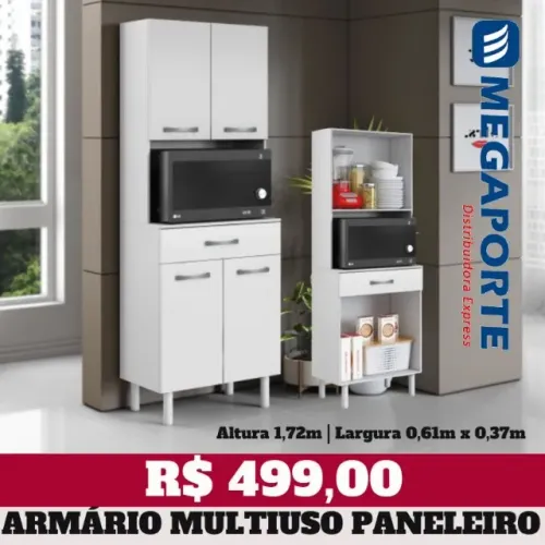 Armário Multiuso Paneleiro 4 Portas 1 Gaveta (Novo) Entrega Grátis!
