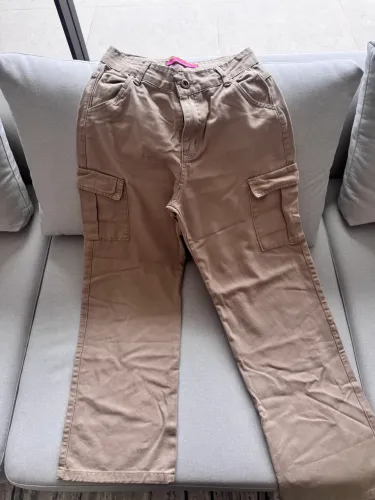 Calça Jeans cargo bege- tamanho 38