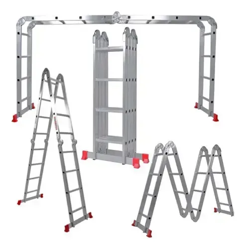Escada Articulada Multifuncional 4x4 16 Degraus Worker Cor Alumínio
