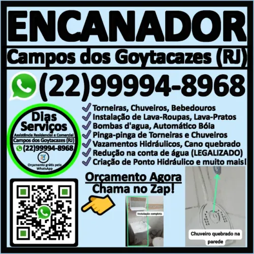 Bombeiro Hidráulico e Encanador em Campos dos Goytacazes (RJ)