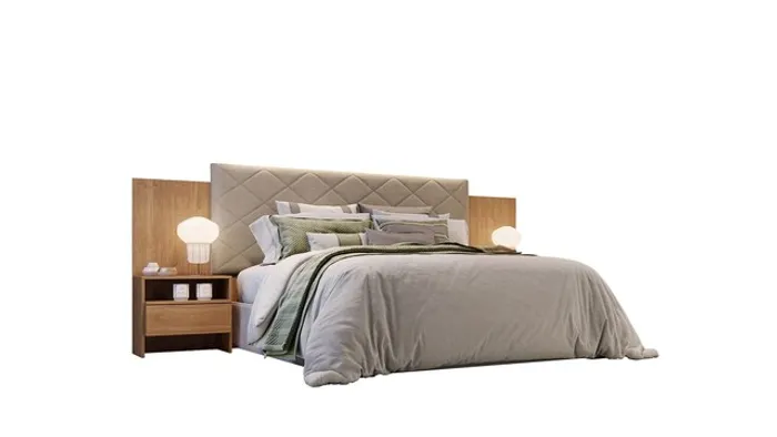 Quarto cabeceira casal com dois criados mudo