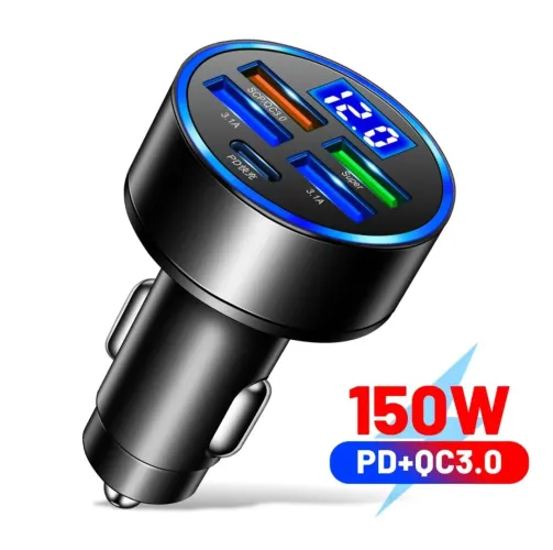 Fonte Veicular Turbo Nova com 5 entradas (4 USB e 1 Tipo C) Não entrego