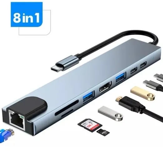 Adaptador Hub Type C 8x1 Hdmi 4k Lan Usb 3.0 Para Macbook Air