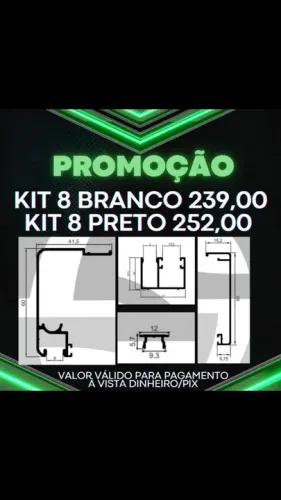 Kit 8 Portas de Alumínio para Janela e portas - Branco e Preto
