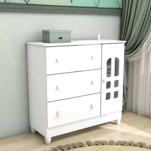 Cômoda infantil fraldário vidro - FRETE GRÁTIS 