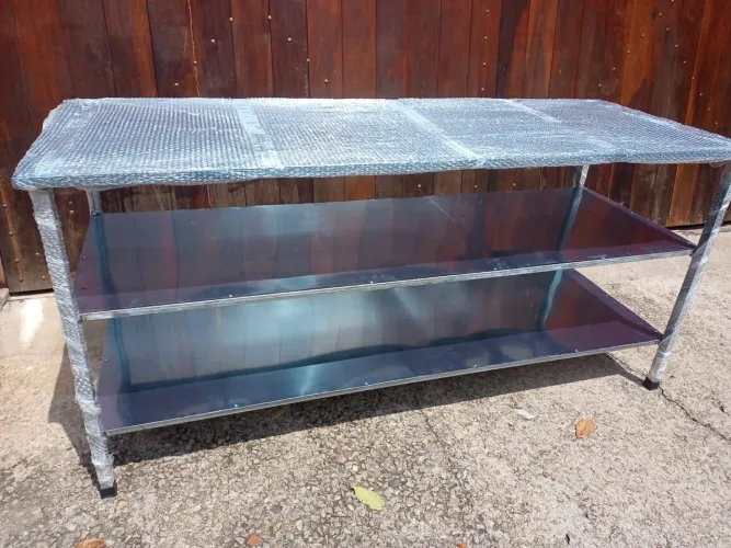 Mesa de Aço Inox 3 Prateleiras