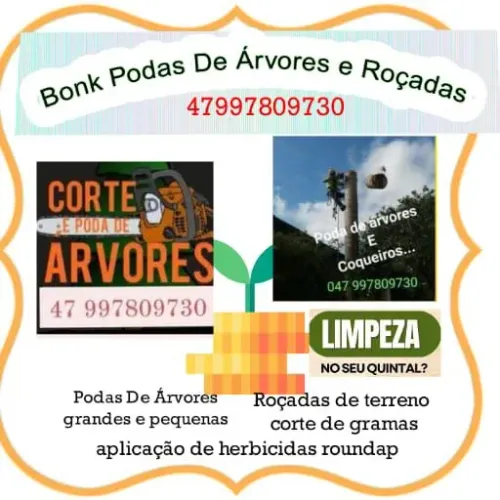 Manutenção pátio podas de árvores grandes e pequena