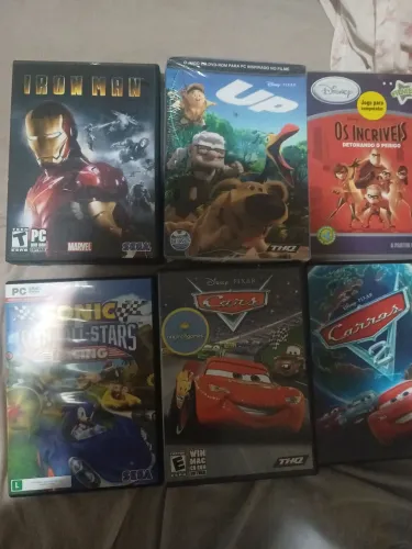 Lote Jogos de PC - Iron Man, Cars 1 e 2,  Up!, Os Incríveis e Sonic Sega All-Stars
