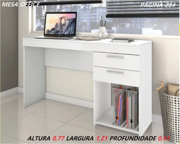 Escrivaninha Office Branca com Gavetas