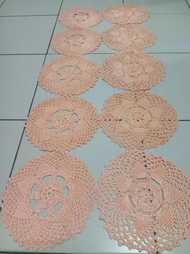 Kit 10 toalhas de crochê laranja claro