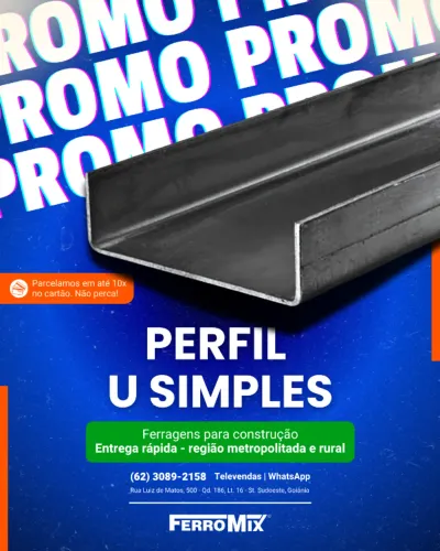 U Simples - Perfil para treliças e tesouras - Entrega rápida e Parcelamento em até 10x