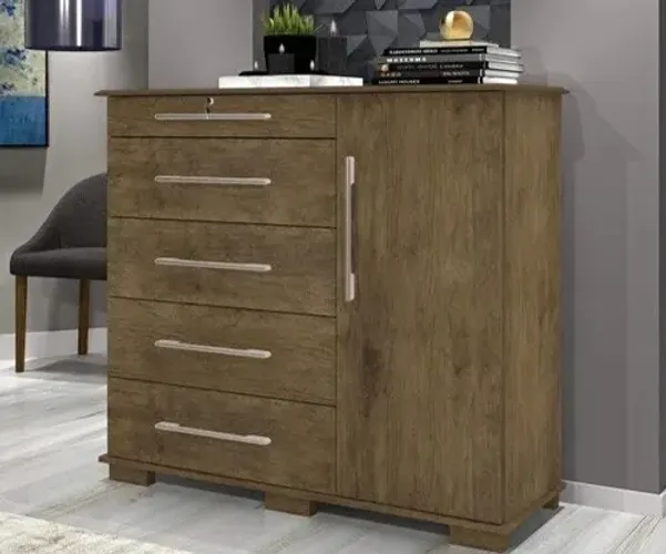 Cômoda 5 Gavetas 1 Porta