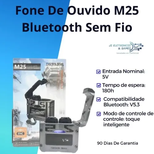 Fone De Ouvido M25 Bluetooth Sem Fio - loja física - entrega rápida