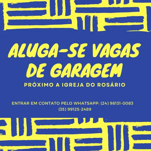 Aluga-se vagas de garagem, próximo a Igreja do Rosário. 
