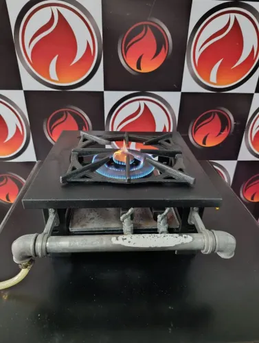 Fogão de ferro industrial 1 boca queimador duplo gás GLP funcionando perfeitamente