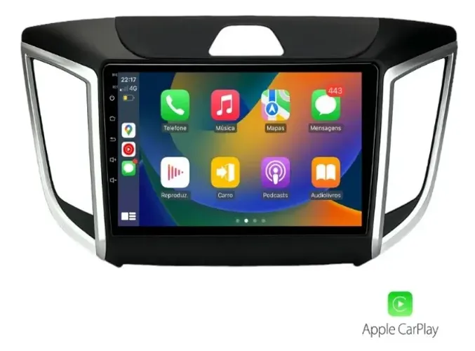 Central Multimídia Android 9 Pol. Carplay/a.auto S/ Fio Creta 2017 A 2024