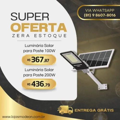 Luminaria para poste solar 100w