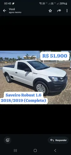 SAVEIRO ROBUST 1.6 - 8V - 2018/2019 - ( COMPLETO ) .