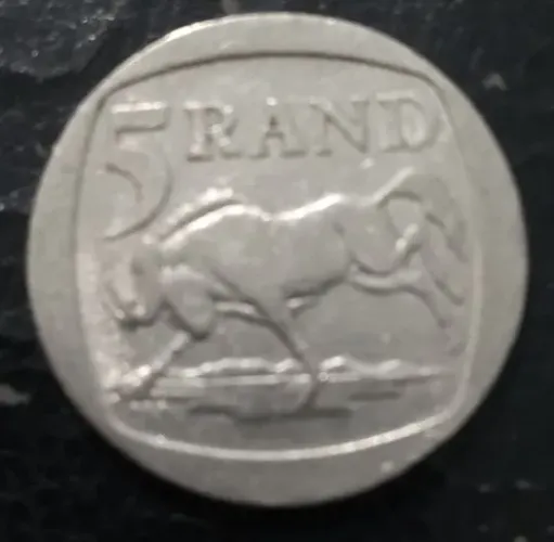 Moeda de 5 Rand Sul Africana