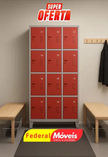 Armário de Aço 12 Portas - Resistente e ideal para organização!