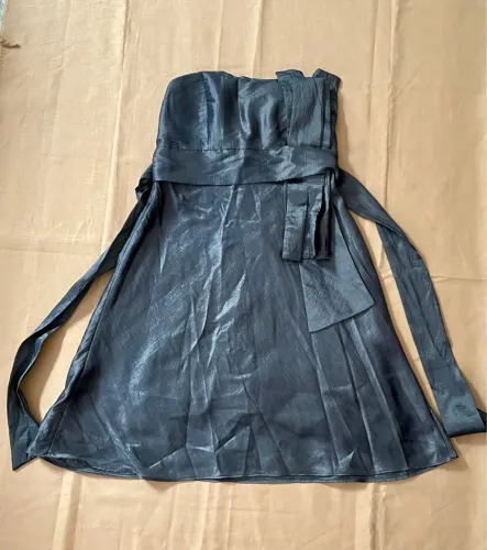 Vestido tubinho cinza em Tafetá - TAM P