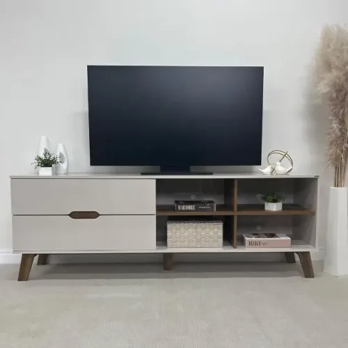 NOVO | Rack para TV até 75" 180cm Off White Nichos e Gavetas - Fazemos Entrega