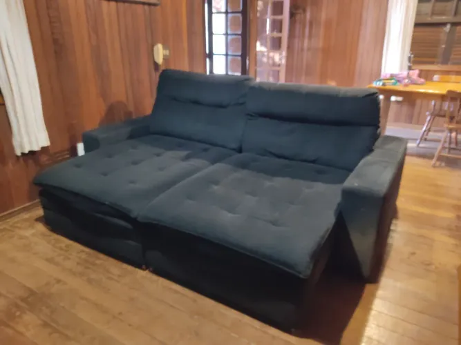 Sofá Retratil Suede Preto
