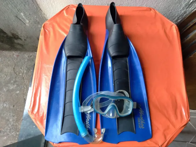 Kit de mergulho óculos, snorkel e pés