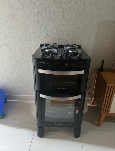 Fogão Esmaltec Diamante Glass de 4 bocas com Duplo Forno