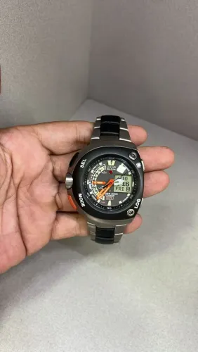 Citizen Promaster Aqualand meia lua jv0055 u101 titanium,  pulseira mista