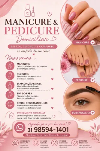 Manicure, Pedicure e Sobrancelhas Domiciliar | BH e Região