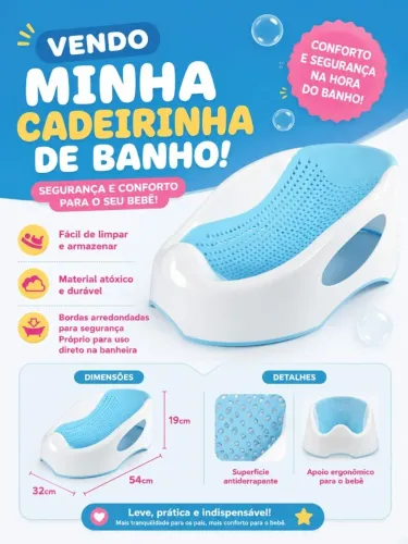 Banheira bebê banho e cadeirinha de banho