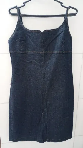 Vestido Dins Preto com Lycra